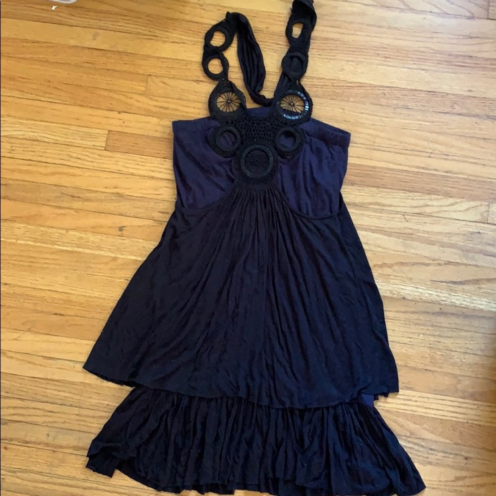 Navy and black Free People top with sexy details